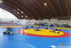   Luchadores azerbaiyanos siguen entrenando en el campo de entrenamiento de Minsk  