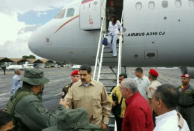 Presidente Nicolás Maduro arribó a Puerto Ordaz para reunión con Santos.