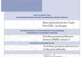 El puerto de Bakú ha vuelto a obtener el certificado “Eco Ports”