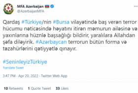 La Cancillería de Azerbaiyán condena el atentado terrorista de Bursa