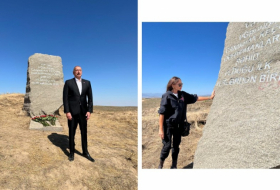   Ilham Aliyev y Mehriban Aliyeva visitaron la placa conmemorativa en Karakhanbeyli  