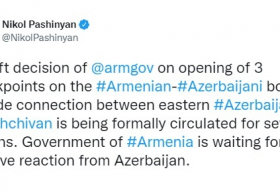     El tuit sensacional de Pashinián  : Armenia es considerada   