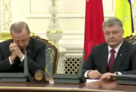 Video: Erdogan se queda dormido durante una conferencia de prensa con Poroshenko
