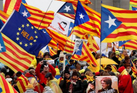 FOTOS: 45.000 catalanes marchan en Bruselas en el único acto de campaña conjunto del independentismo